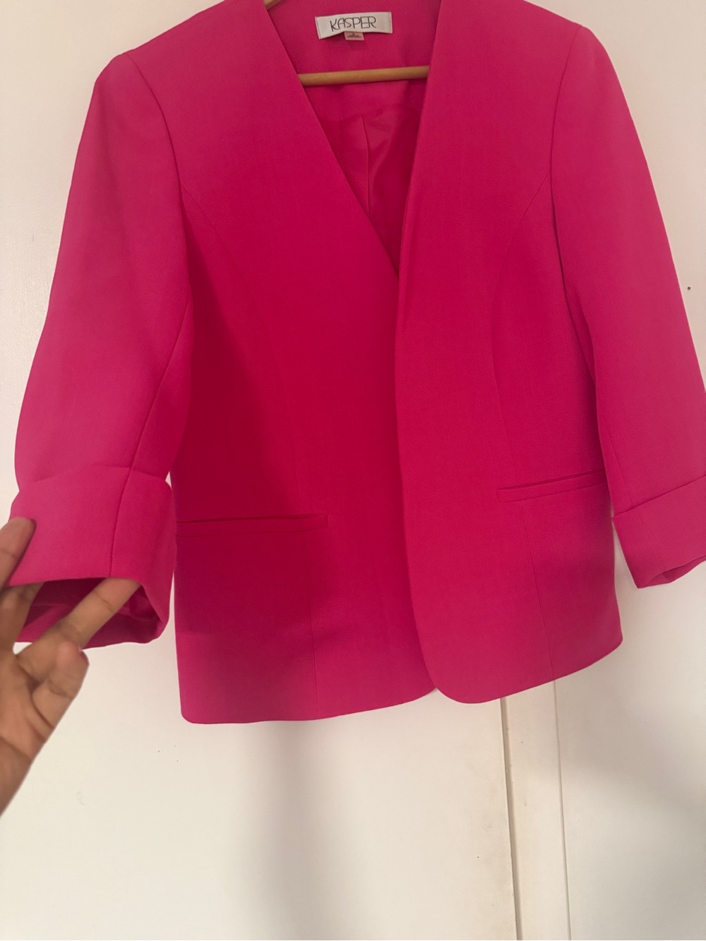 Kasper Fuchsia Open-Front Blazer